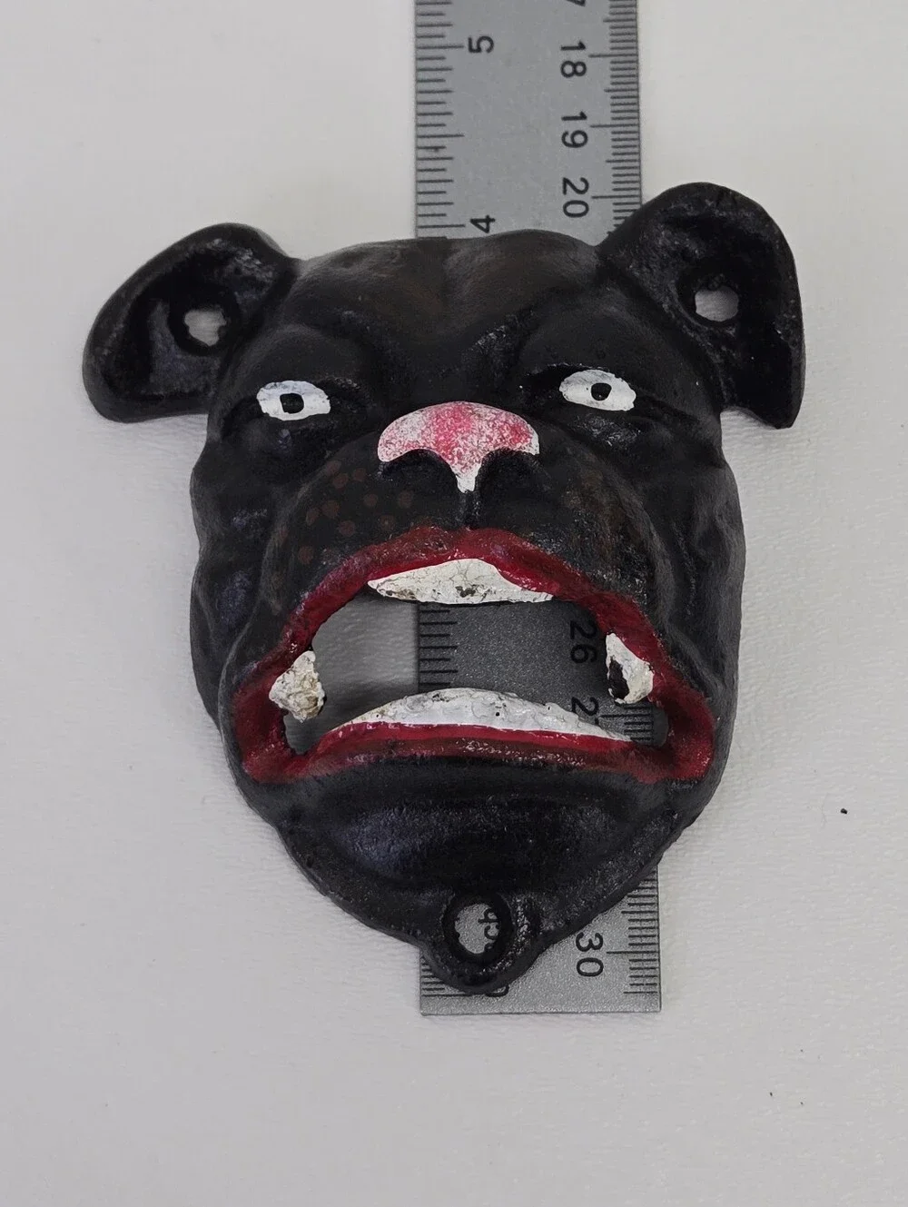 VTG Cast Iron Bulldog Wall Mount Bottle Opener Antique Finish Man Cave Brewery 1